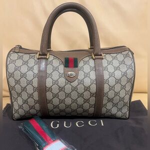 Vintage Gucci GG Supreme Web Sherry Line Boston Bag